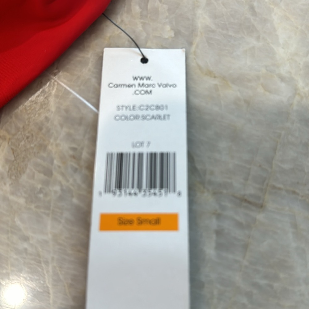 NWT Carmen Marc Valvo Swim Sense Red Scarlet Wrap Top - Picture 9 of 9
